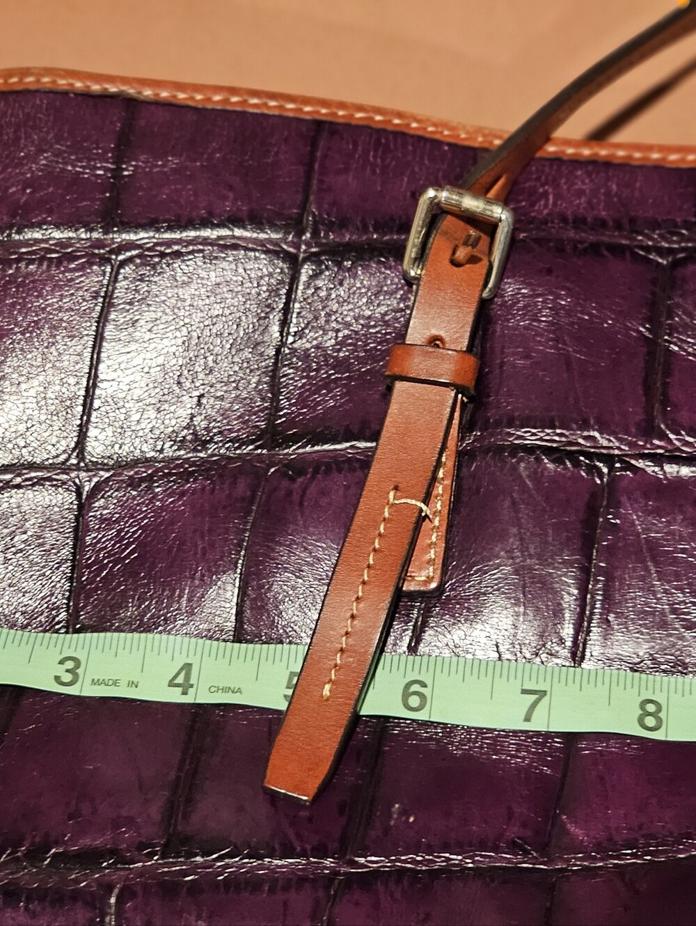 Dooney & Bourke Purple Croc-Embossed Tote with Brown Trim. Comes With dust bag. - Picture 4 of 13